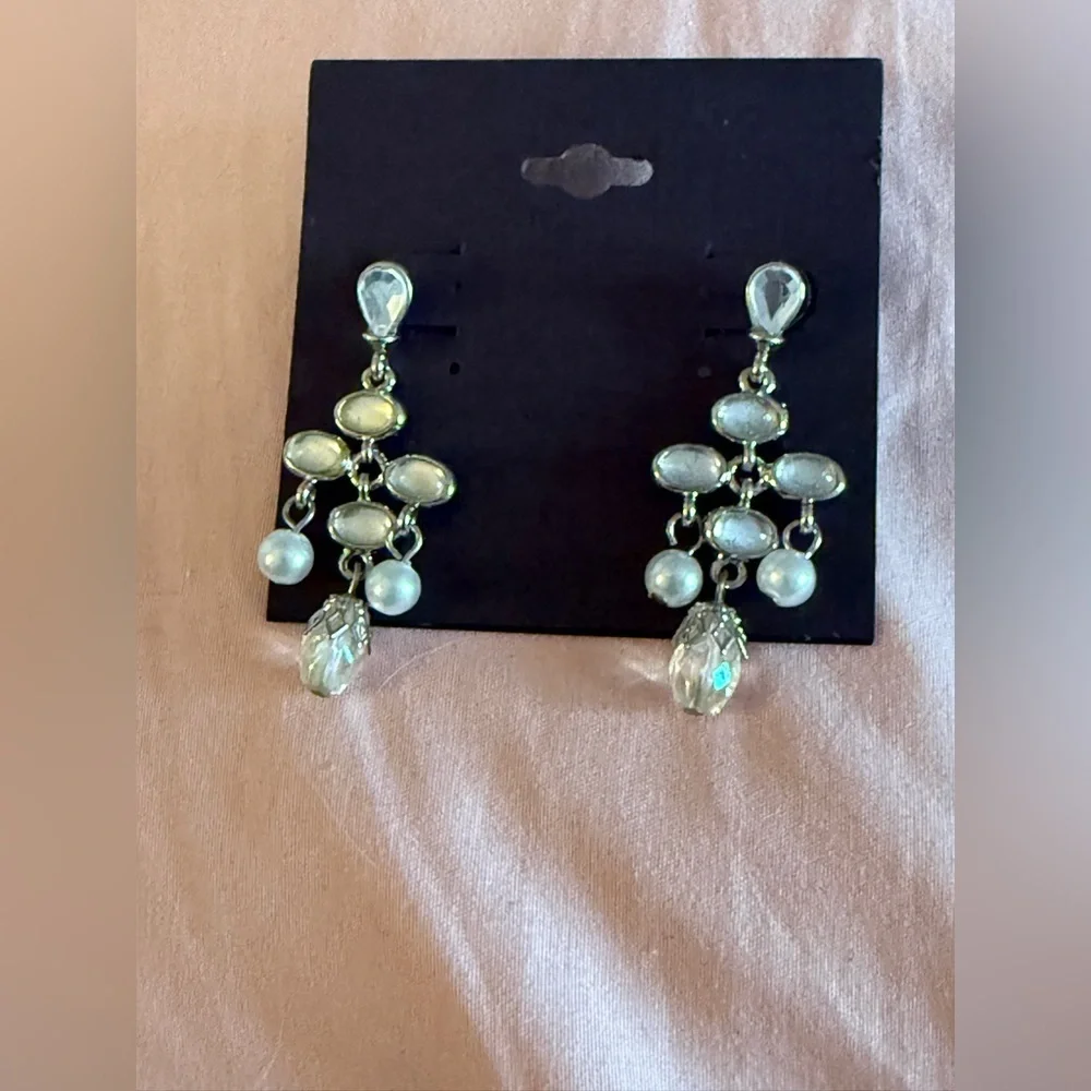 Silver and Pearl Drop Earrings NWT